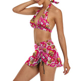 Custom Boyfriend Face Bikini Personalized Rose Red Flower Swimsuit For Women