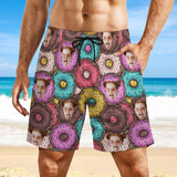 Custom Face Doughnut 2 in 1 Quick-Dry Swim Shorts with Pocket Personalized Swim Trunks