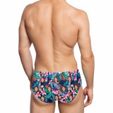 Custom Face Dark Flowers Triangle Swim Briefs Personalized Swim Trunks