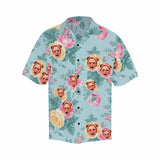 Custom Face Light Blue Flowers Hawaiian Shirt Personalized Beachwear