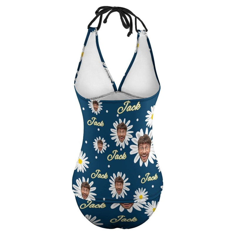 Custom Daisy Face with Name Tankini Personalized Two Piece Swimsuit Bathing Suit