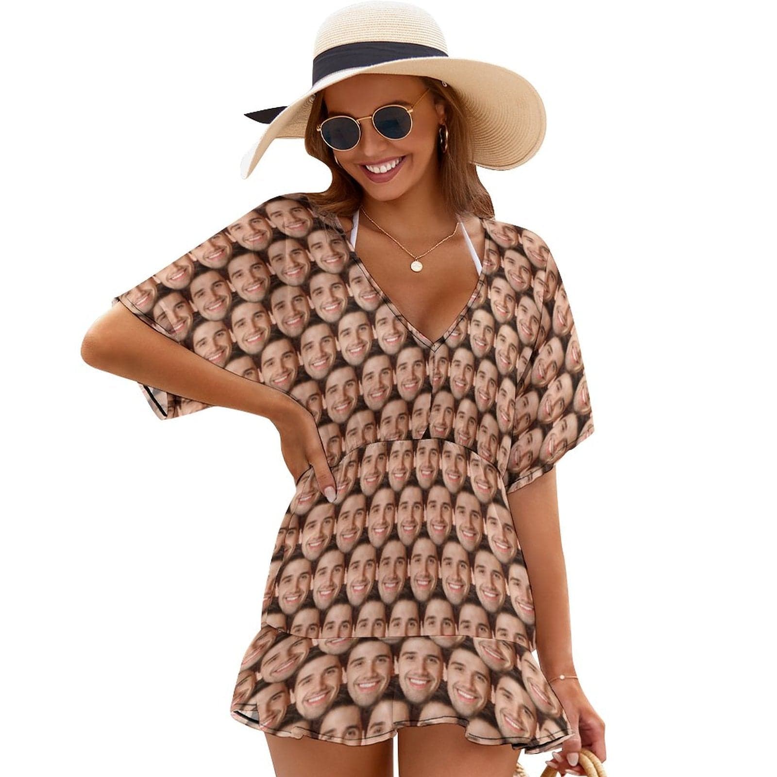 Custom Semaless Face Cover Up Dress Personalized One Piece Cover Up Summer Outfit