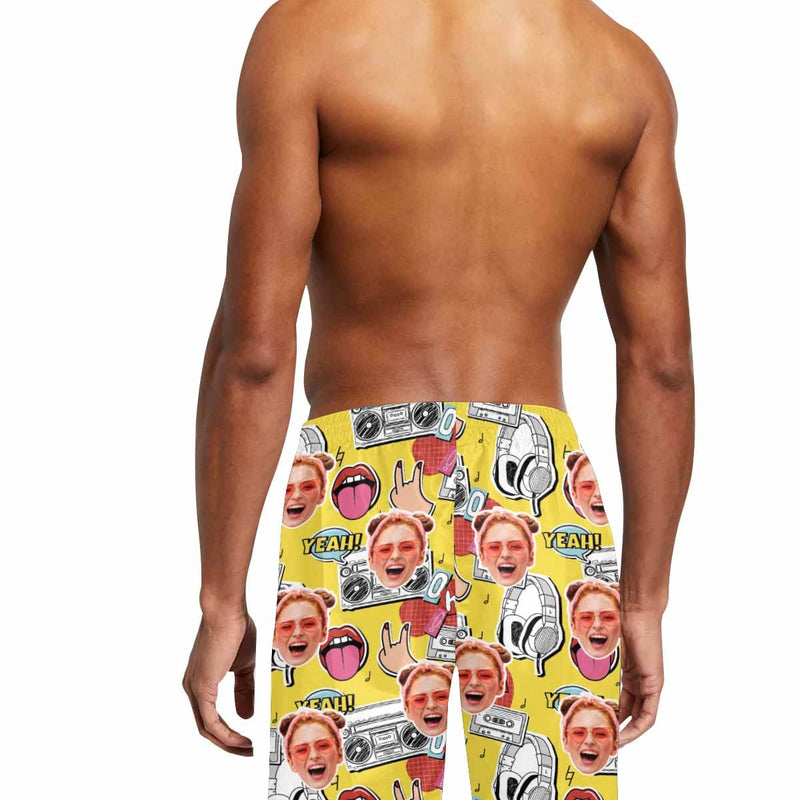 Custom Music&Mouth Face Quick Dry Swim Trunks Personalized Gift for Him