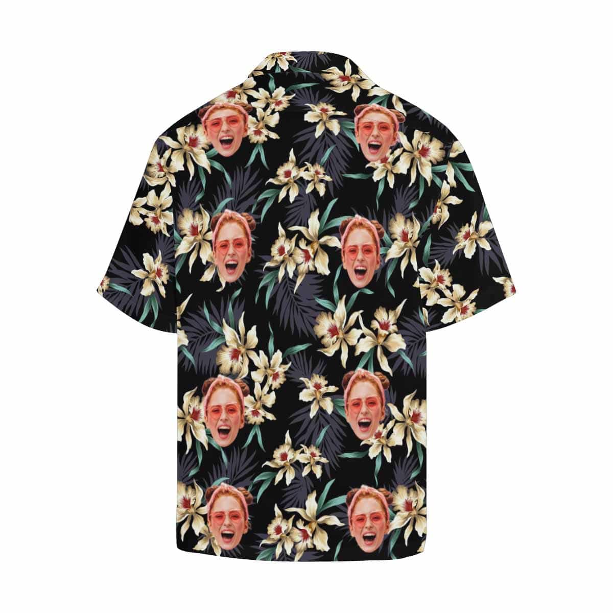 Custom Face White Flowers Hawaiian Shirt Personalized Beachwear