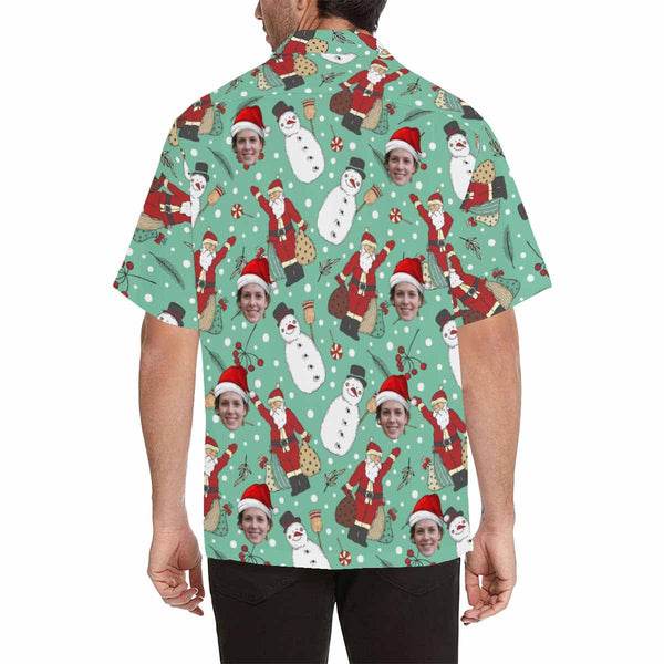 Custom All Over Print Hawaiian Shirt with Face Christmas Snowman Funny Personalized Hawaiian Shirts Add Your Own Photo Design Shirt