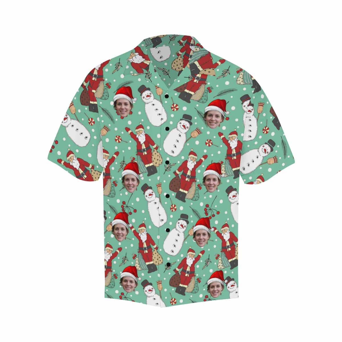 Custom All Over Print Hawaiian Shirt with Face Christmas Snowman Funny Personalized Hawaiian Shirts Add Your Own Photo Design Shirt