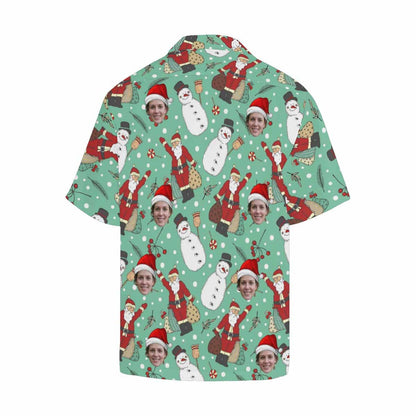 Custom All Over Print Hawaiian Shirt with Face Christmas Snowman Funny Personalized Hawaiian Shirts Add Your Own Photo Design Shirt