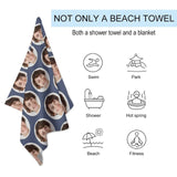 Custom Face Blue Round Bubble Beach Towel Quick-Dry Sand-Free Super Absorbent Non-Fading Beach&Bath Towel