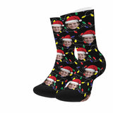 [Made In USA]Custom Face Christmas Socks Lanterns Personalized Photo Sublimated Crew Socks Gift for Christmas