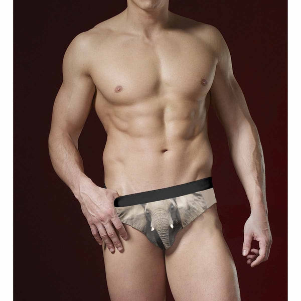 Custom Name Undies Elephant Men's Mid Rise Briefs Put Your Name on Personalized Underwear for Men Design Unique Gift