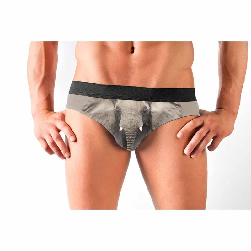 Custom Name Undies Elephant Men's Mid Rise Briefs Put Your Name on Personalized Underwear for Men Design Unique Gift