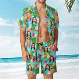 Custom Face on Hawaiian Set Tropical Fruit Beach Holiday Hawaiian Shirt & Shorts Set Add Your Own Custom Photo Design Shirt