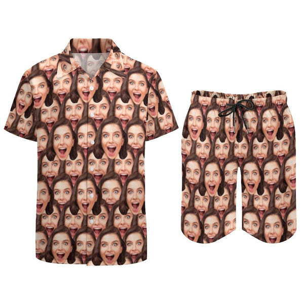 Custom Girlfriend Face My Lover Hawaiian Set Beach Holiday Hawaiian Shirt & Shorts Set Create Your Own Design Hawaiian Set