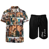 Custom Photo&Name Sweet Lover Hawaiian Set Summer Holiday Hawaiian Shirt & Shorts Set