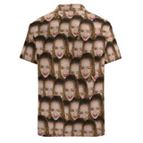 Custom Face Couple Hawaiian Shirt&Dress Casual Shirt Men Front Pocket Shortsleeve Beach Pocket Hawaiian Shirt Personalized Sundress Design Gift