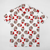 Custom Face Christmas Hat Multicolor Shirt Men Front Pocket Beach Shortsleeve Pocket Hawaiian Shirt Christmas Gift For Him