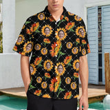 Custom Face Sunflowers Shirt Men Front Pocket Beach Shortsleeve Pocket Hawaiian Shirt Boyfriend Gift For Him