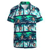 【Flash Sale】Custom Face Coconut Tree Casual Shirt Men Front Pocket Shortsleeve Beach Pocket Hawaiian Shirt Personalized Shirt Design Your Own Gift