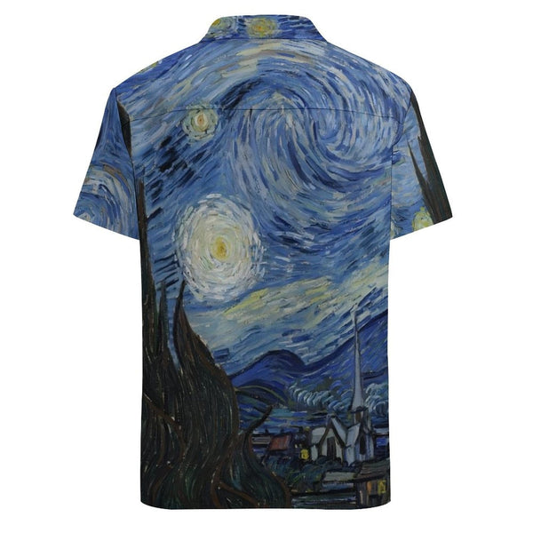 Custom Dog Face Starry Night Shirt Men Front Pocket Beach Shortsleeve Pocket Hawaiian Shirt Boyfriend Gift For Him