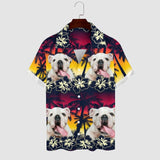 Personalized Cuban Collar Shirt with Dog Face Coconut Tree Create Your Own Hawaiian Shirt for Husband or Boyfriend