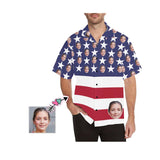 Custom Hawaiian Shirts & Beach Shorts with Girlfriend Face American Flag Aloha Shirt