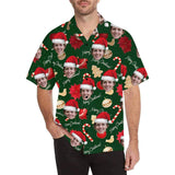 Custom Christmas Hawaiian Shirt with Face Christmas Red Personalized Photo Tropical Aloha Shirt for Husband/Boyfriend