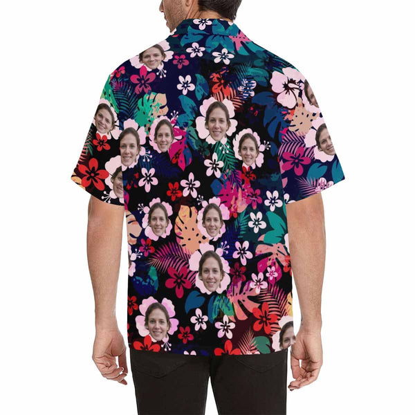 Create Your Own Hawaiian Shirt with Face Flower Cluster Personalized Face Tropical Aloha Shirt for Boyfriend or Husband