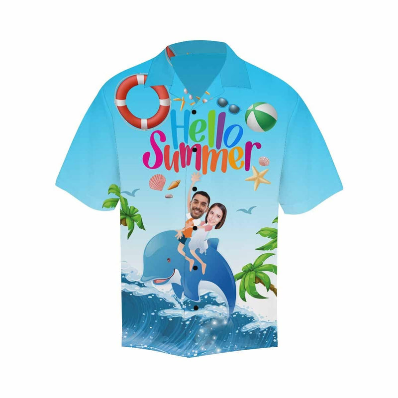 Custom All Over Print Hawaiian Shirt Hello Summer Tropical Printing Aloha Shirt Birthday Vacation Party Gift