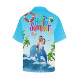 Custom All Over Print Hawaiian Shirt Hello Summer Tropical Printing Aloha Shirt Birthday Vacation Party Gift