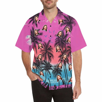 Custom All Over Print Hawaiian Shirt with Face Coconut Tree Create Your Own Hawaiian Shirt