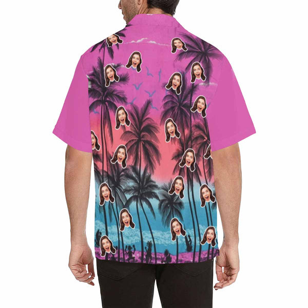 Custom All Over Print Hawaiian Shirt with Face Coconut Tree Create Your Own Hawaiian Shirt