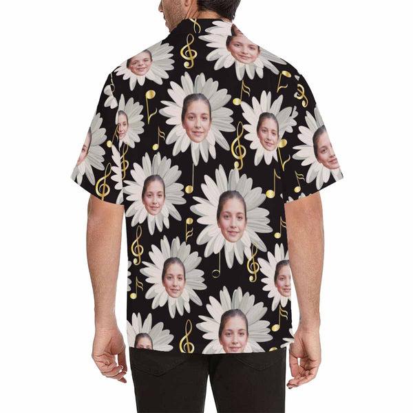 Custom All Over Print Hawaiian Shirt with Girlfriend Face Chrysanthemum Personalized Photo Tropical Aloha Shirt