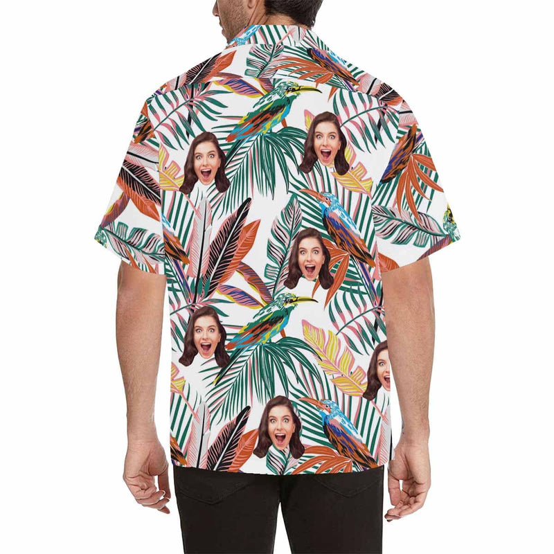 Custom Face Girlfriend Hawaiian Floral Shirts Casual Men's Summer Shirts Put Your Face on Shirt