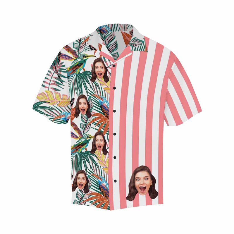 Custom Face Girlfriend Hawaiian Floral Shirts Casual Men's Summer Shirts Put Your Face on Shirt