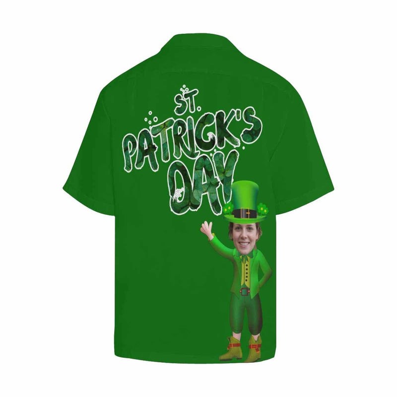 Custom Face Happy St. Patrick's Day Funny Face Aloha Shirt Create Your Design Shirt Birthday Gift for Him