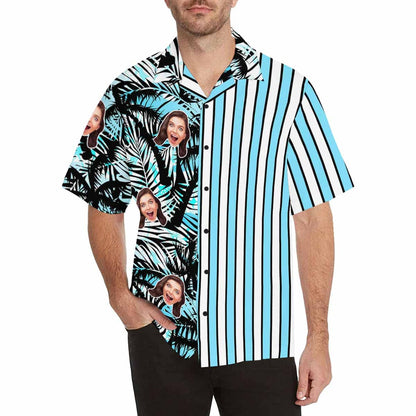 Custom Face Hawaiian Coconut Tree Shirts Casual Men&