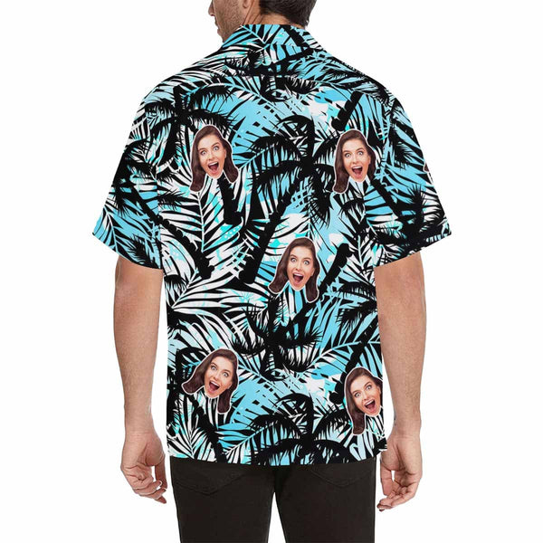 Custom Face Hawaiian Coconut Tree Shirts Casual Men's Summer Shirts Add Your Own Photo Custom Shirt