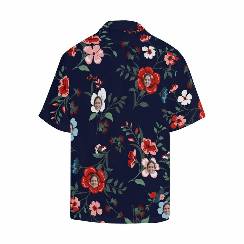 Custom Face Hawaiian Shirt Colorful Flowers Design Your Own Aloha Shirt Gift for Husband/Boyfriend