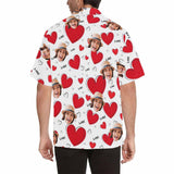 Custom Face Hawaiian Shirt Cute Hearts Tropical Aloha Shirt Birthday Valentine's Day Gift for Him