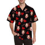 Custom Face Hawaiian Shirt Cute Hearts Tropical Aloha Shirt Birthday Valentine's Day Gift for Him