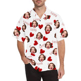 Custom Face Hawaiian Shirt Cute Hearts Tropical Aloha Shirt Birthday Valentine's Day Gift for Him