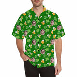 Custom Face St. Patrick Day Hawaiian Shirt Green Hats Hawaiian Shirt with Your Face Create Your Own Hawaiian Shirt Happy St. Patrick's Day