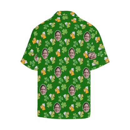 Custom Face St. Patrick Day Hawaiian Shirt Green Hats Hawaiian Shirt with Your Face Create Your Own Hawaiian Shirt Happy St. Patrick&