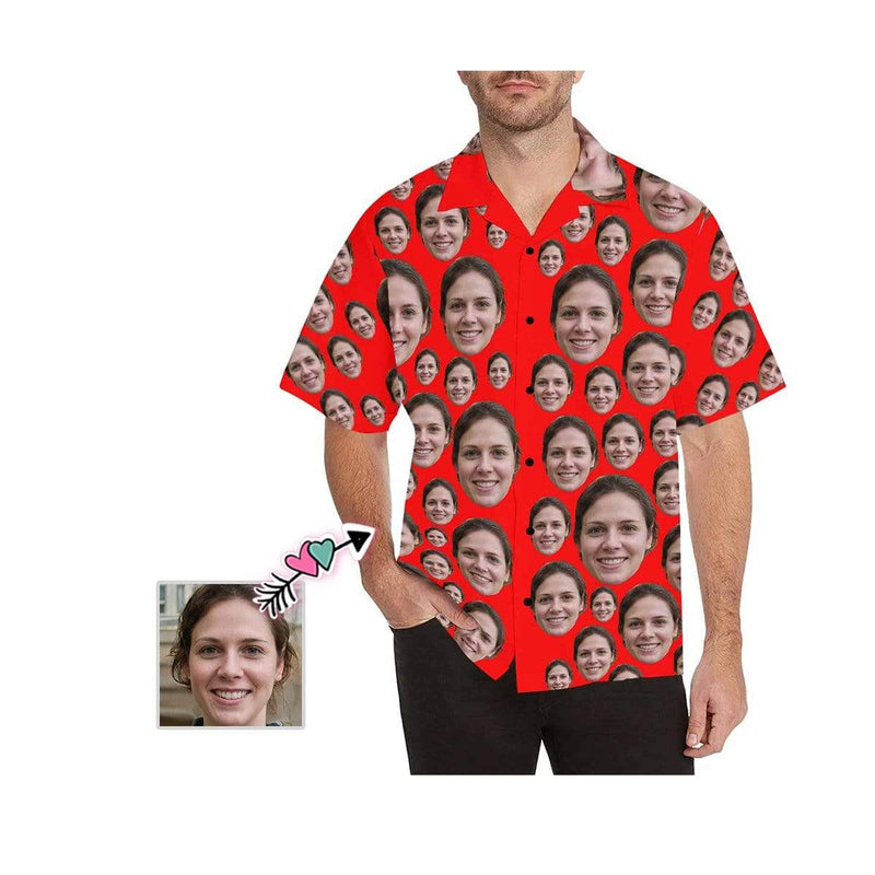 Custom Face Hawaiian Shirt Lover Red Create Your Own Hawaiian Shirt Face on Shirt Birthday Gift for Him