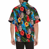 Custom Face Hawaiian Shirt Parrot Colorful Tropical Aloha Shirt Birthday Vacation Party Gift