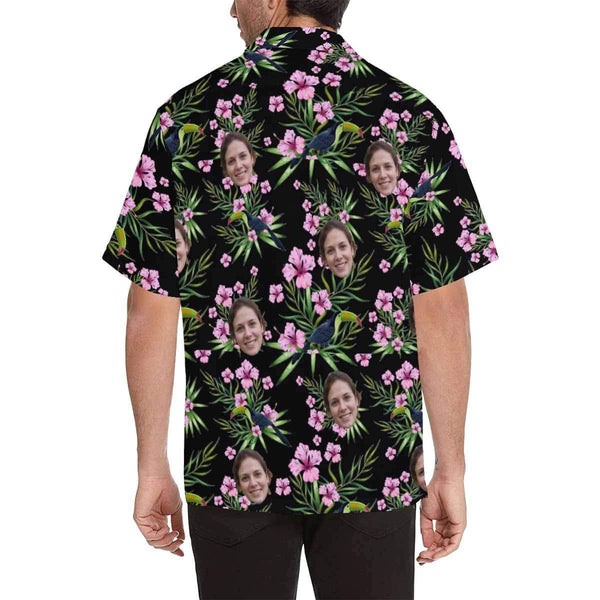 Custom Face Hawaiian Shirt Pink Flowers Custom Aloha Shirts Personalised Face Aloha Shirt Gift For Him