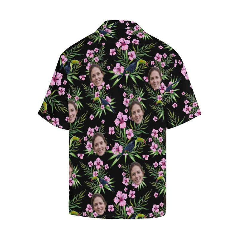 Custom Face Hawaiian Shirt Pink Flowers Custom Aloha Shirts Personalised Face Aloha Shirt Gift For Him