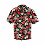 Custom Face Hawaiian Shirt Rose&Lily Flowers Design Your Own Tropical Printing Hawaiian Shirt for Husband/Boyfriend