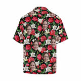 Custom Face Hawaiian Shirt Rose&Lily Flowers Design Your Own Tropical Printing Hawaiian Shirt for Husband/Boyfriend