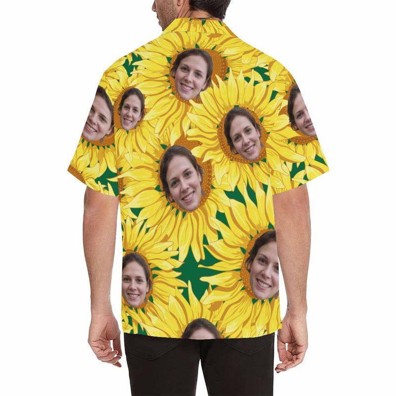 Custom Face Hawaiian Shirt Sunflower Personalized Aloha Shirts Birthday Personalized Hawaiian Shirts Gift for Boyfriend or Husband